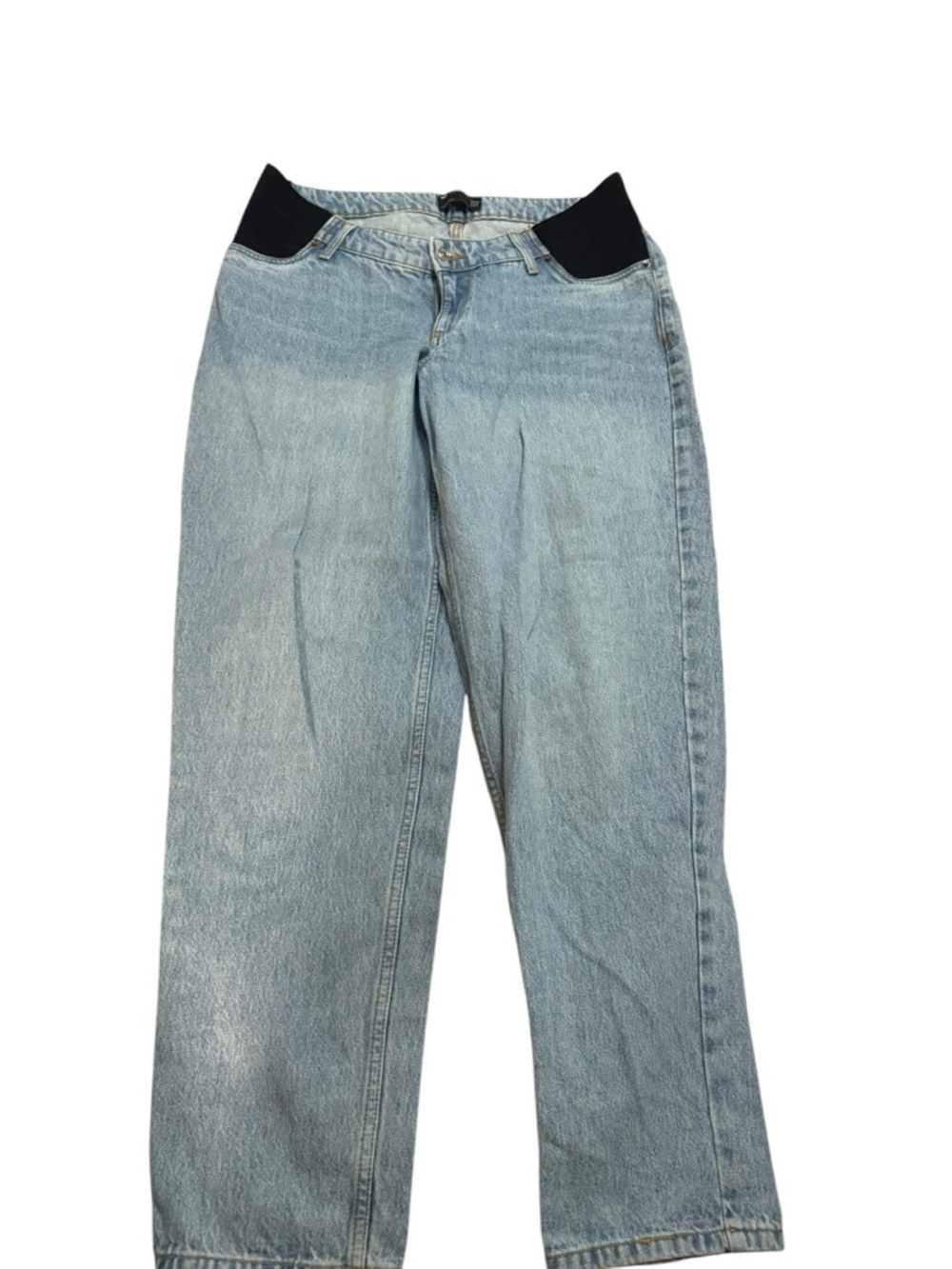 Light Wash Maternity Straight-Leg Jeans with Stretch Panels